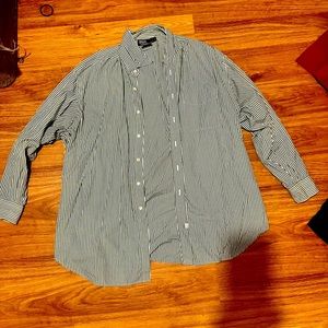 Ralph Lauren green and white stripped button down.